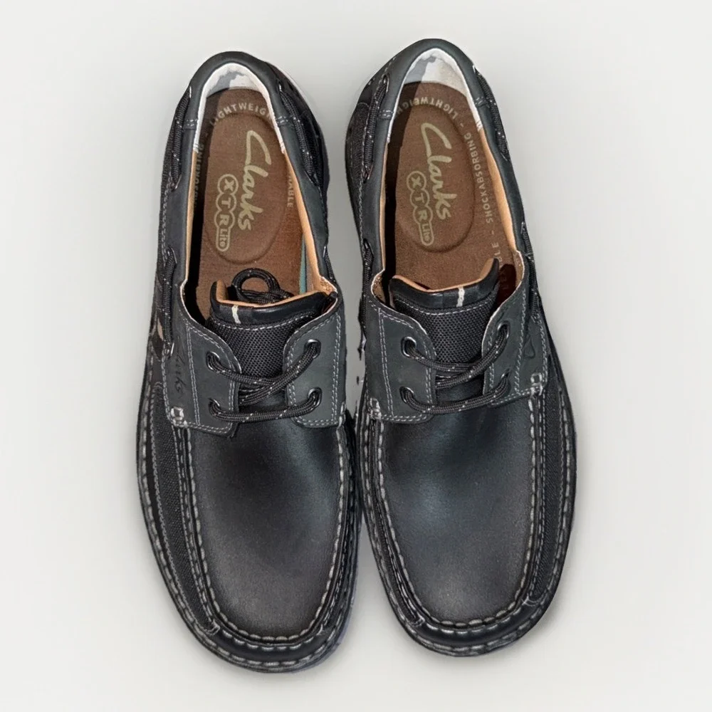 Clarks XTR Lite Men's Black Leather Loafers Size‎ 9M Slip On Comfort Shoes